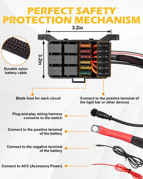 KACOLA wiring harness plugged in for quick plug-and-play installation convenience