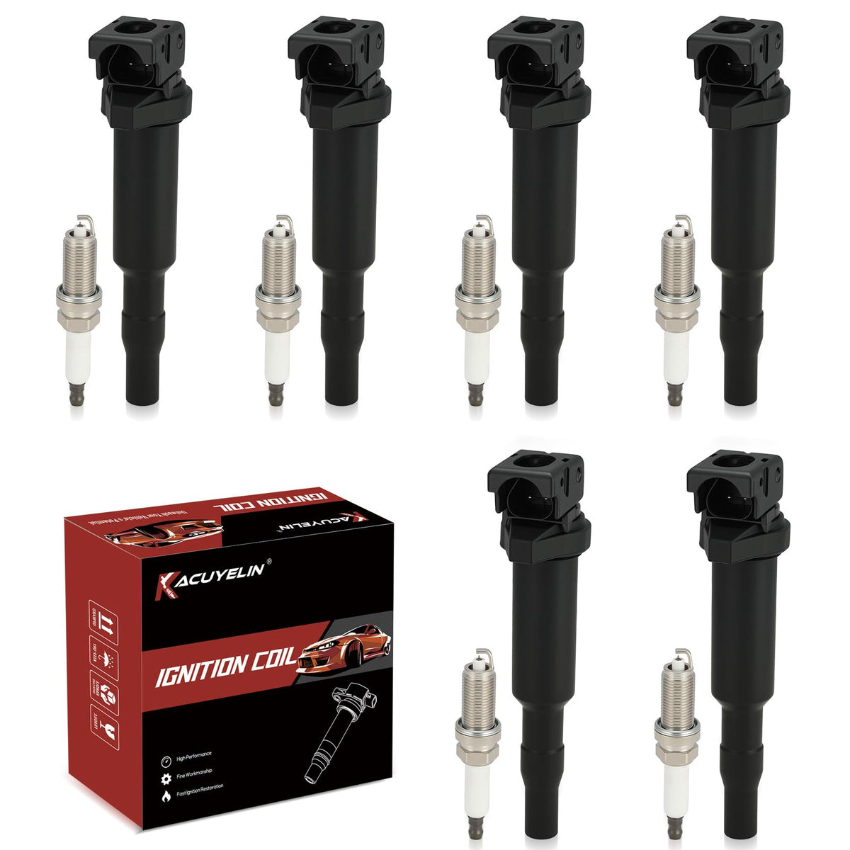 KacuYelin coil pack front view showing OEM-style fit and reliable voltage delivery