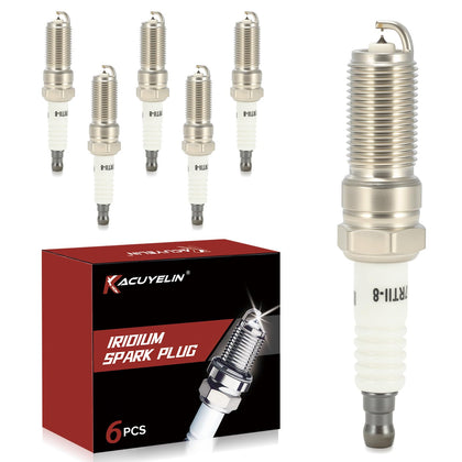 KacuYelin front packaging showing set of six spark plugs and compatibility benefits