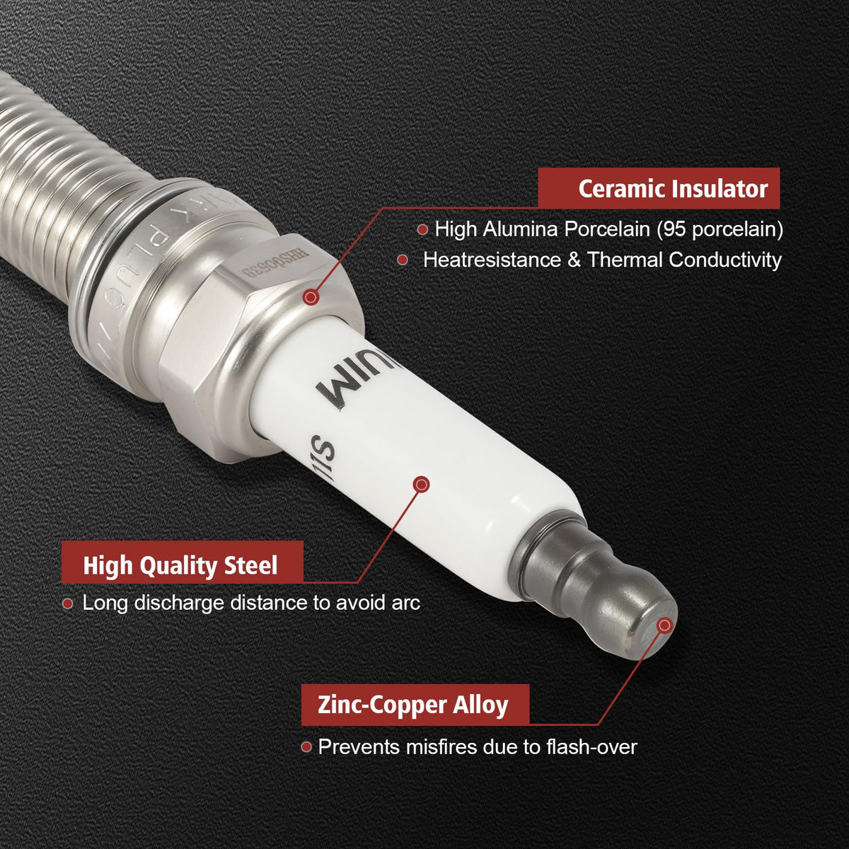 KacuYelin kit components laid out to show four coils and four spark plugs for easy inventory