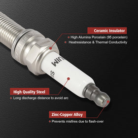 KacuYelin kit components laid out to show four coils and four spark plugs for easy inventory