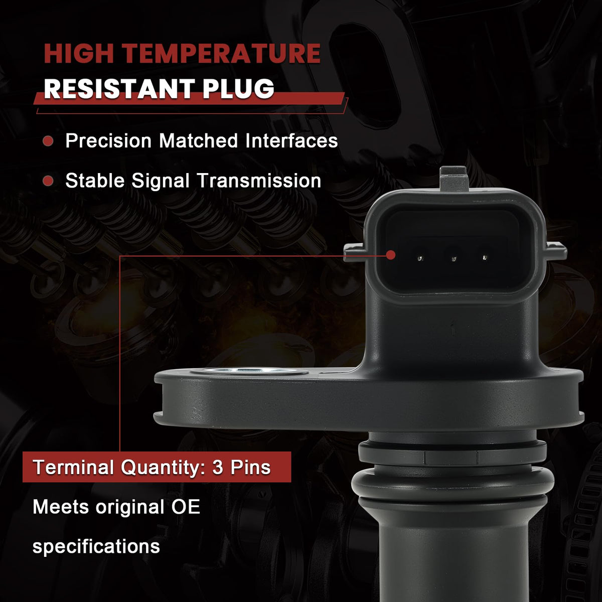 KacuYelin camshaft sensor close-up showing neodymium magnet and precise chip for accurate signals