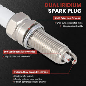 KacuYelin double iridium spark plug detail showing electrode and ceramic for long life