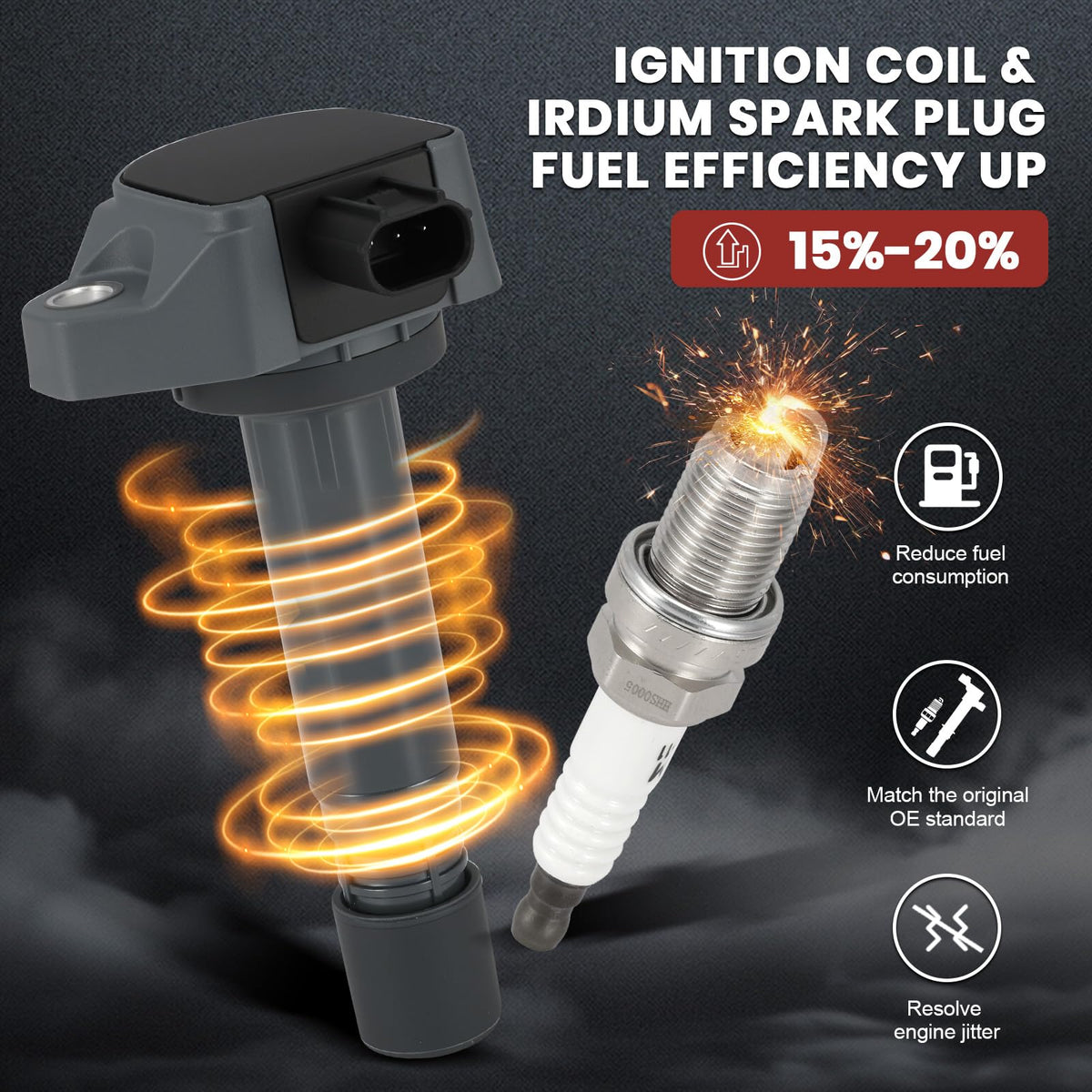 KacuYelin spark plug electrode side showing iridium tip for precise combustion