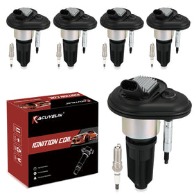 KacuYelin UF303 coil pack front view showing plug ports and benefit of direct-fit replacement