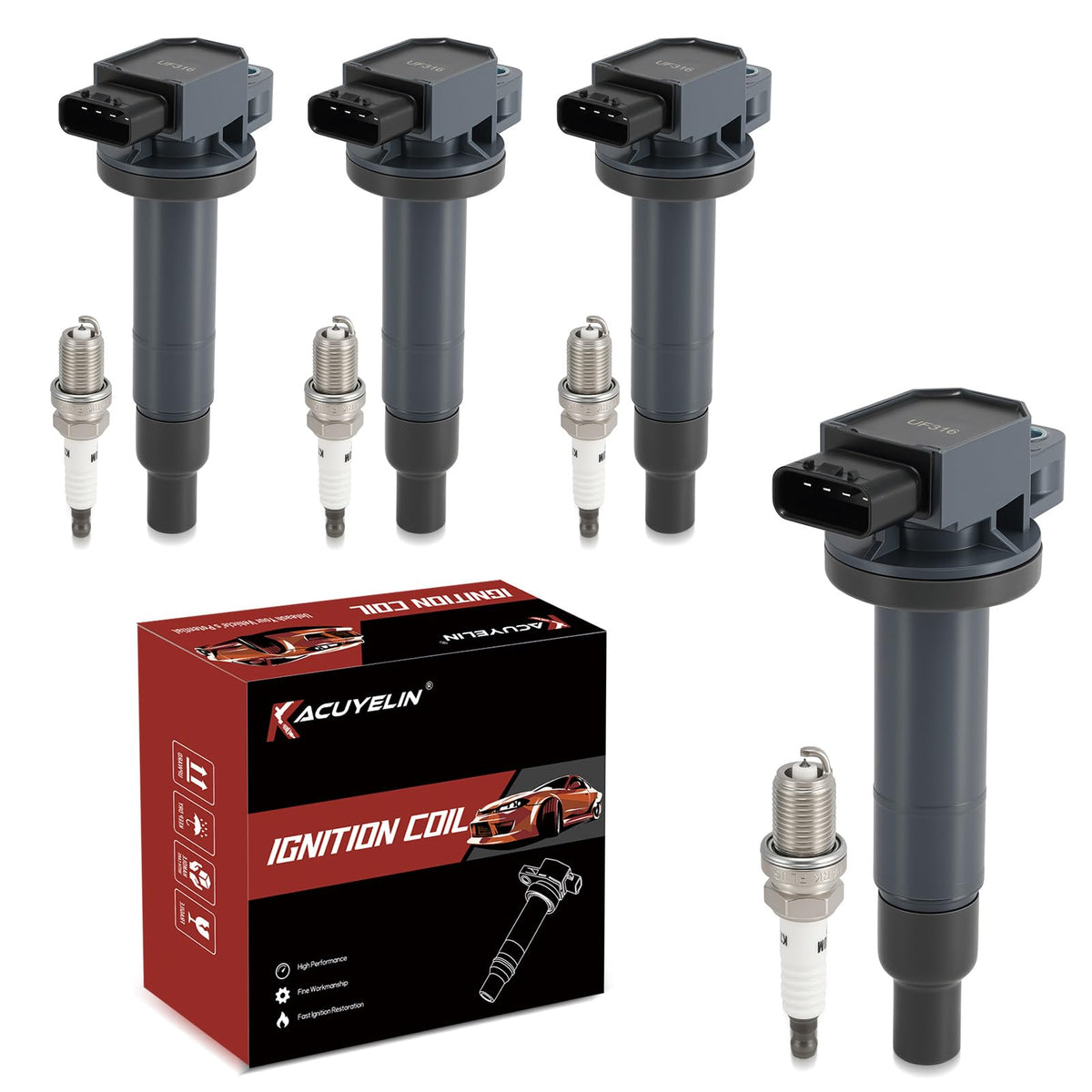 KacuYelin coil pack front view showing fitment and quality, improves ignition reliability