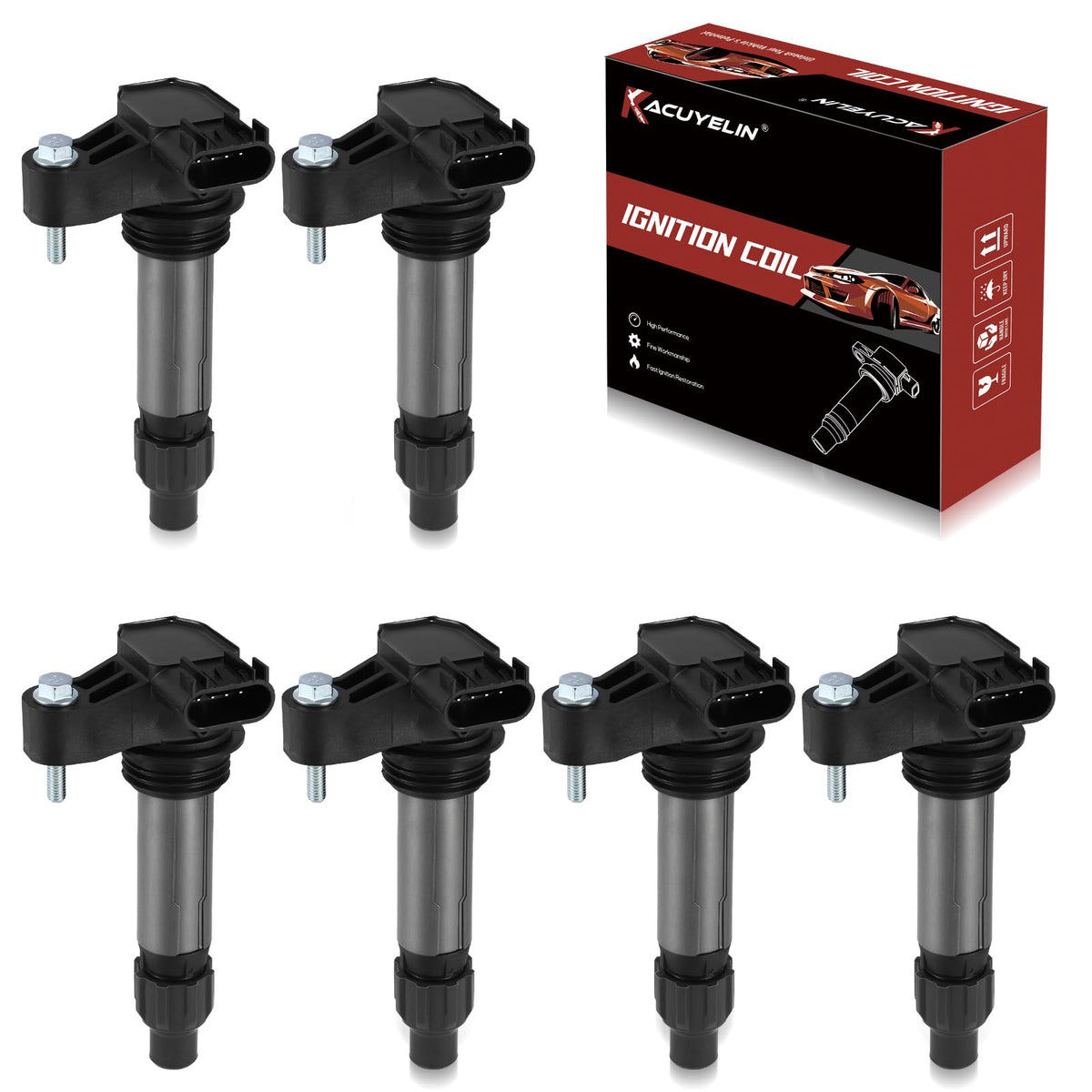 KacuYelin UF569 front packaging showing full six-coil set and labeling advantage
