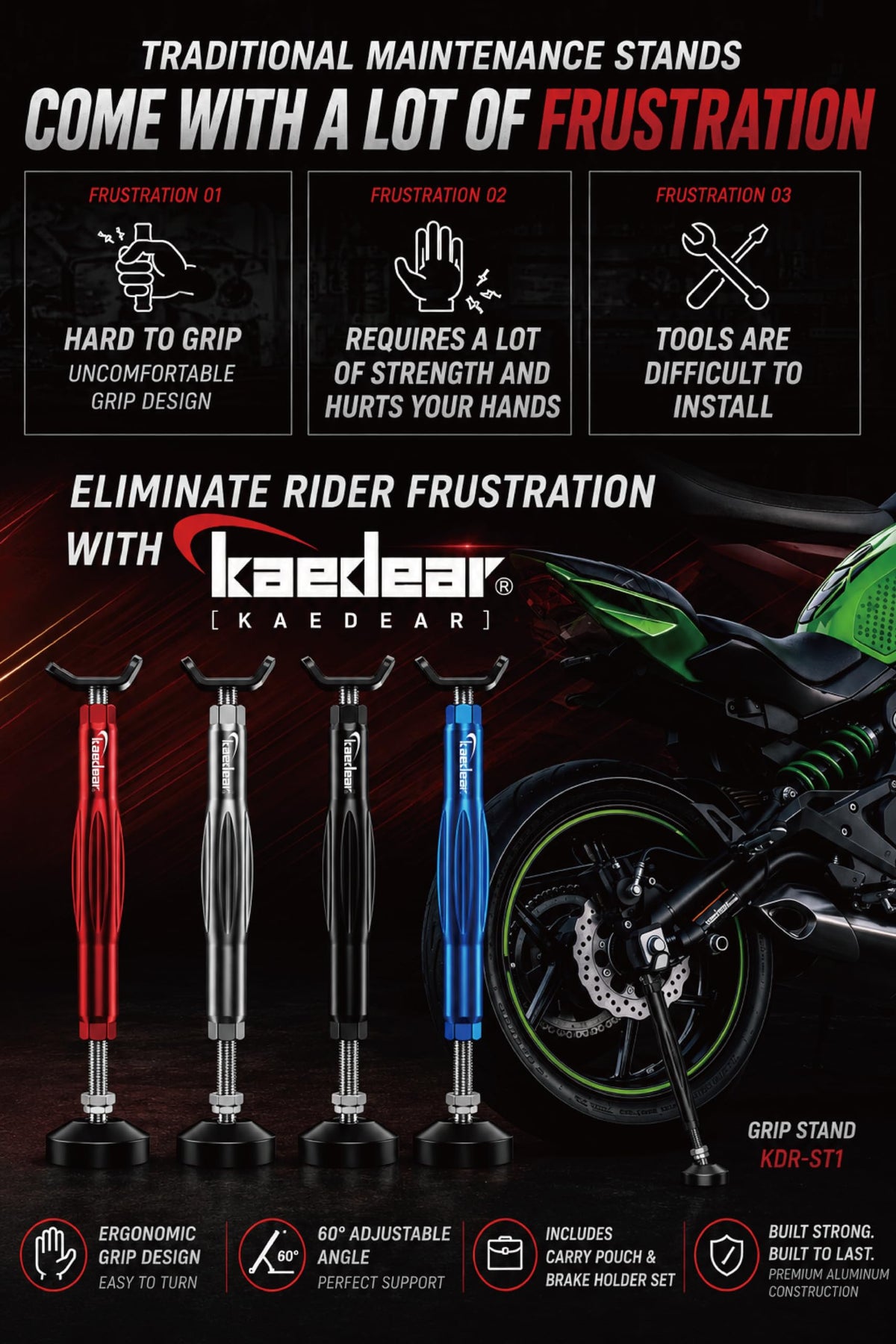 Kaedear roller with red brake holder improving visibility and safety