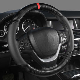 KAFEEK front view of black steering wheel cover showing sleek look and protection