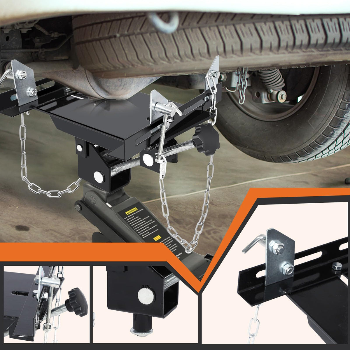 KAFLLA adapter mounted on a floor jack demonstrating in-use control