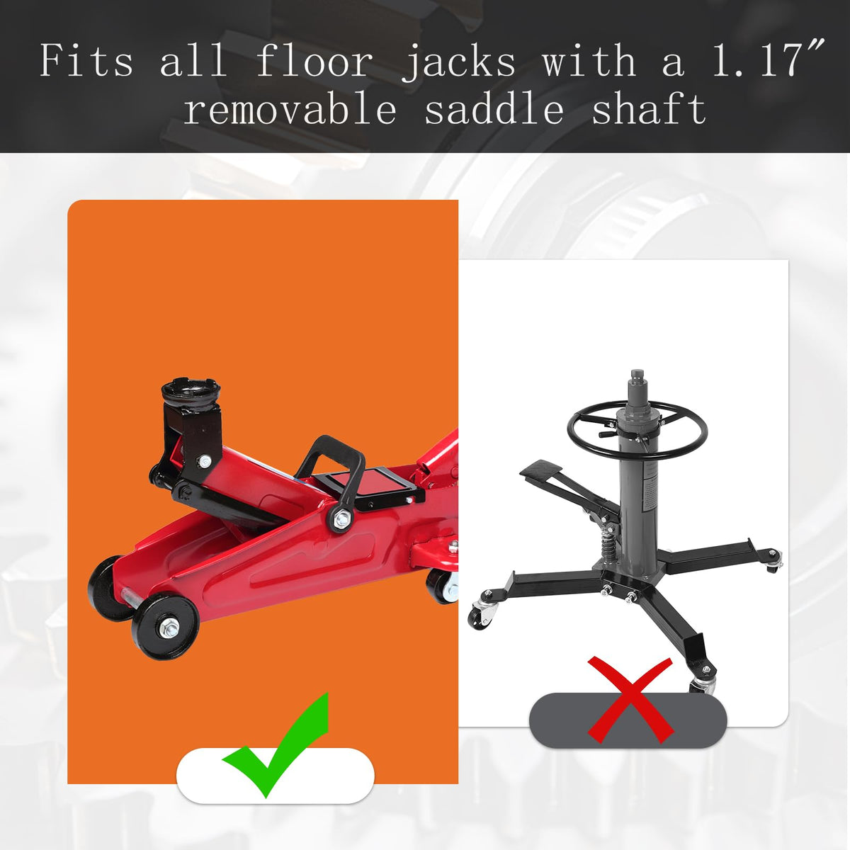 KAFLLA next to a floor jack to show scale and compatibility benefit