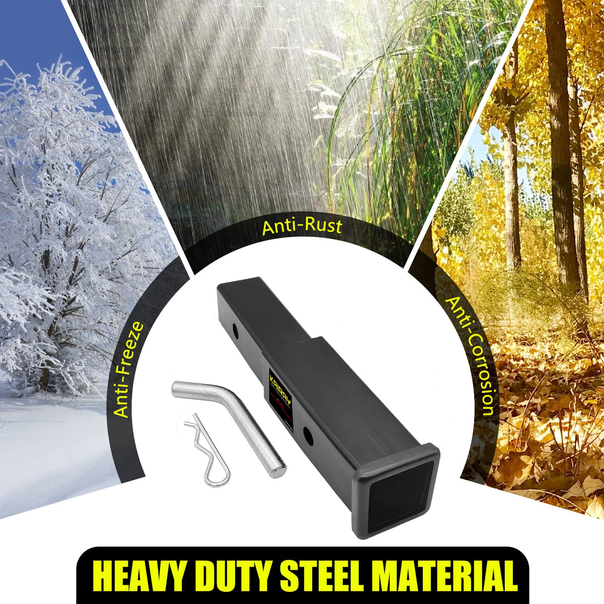 KAIRAY 5/8 inch hitch pin and clips included for secure, easy installation