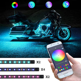 Kairiyard mounted on sport bike in use showing vibrant multicolor effect