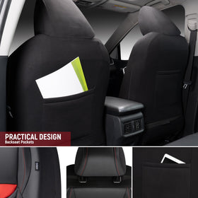 Kaisaatti seat cover next to ruler showing universal fit scale