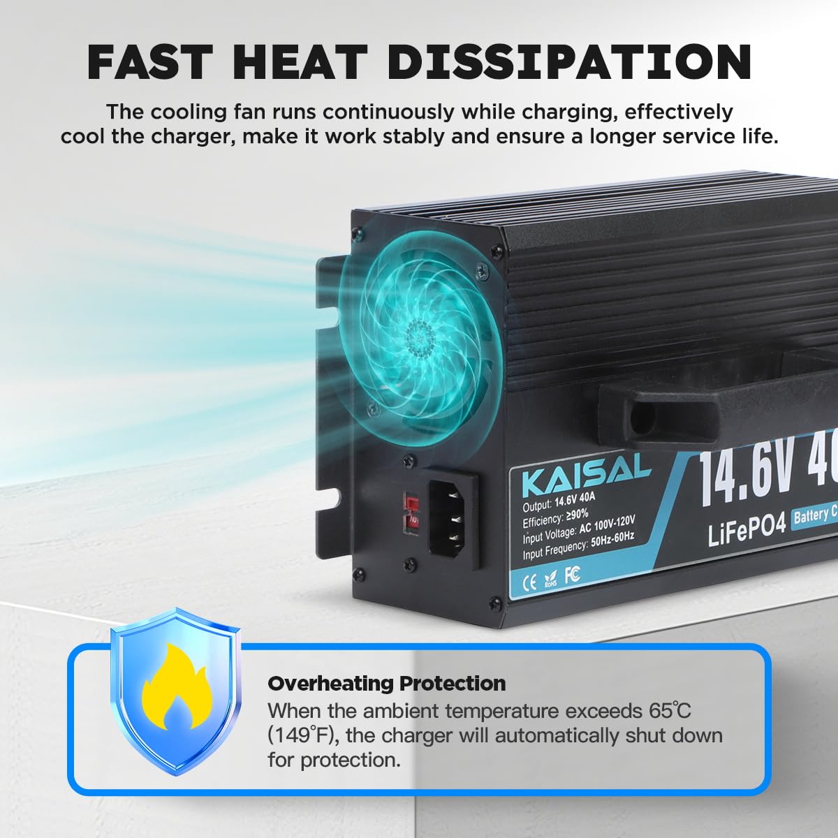 KAISAL in an RV charging onboard LiFePO4 battery for reliable travel power