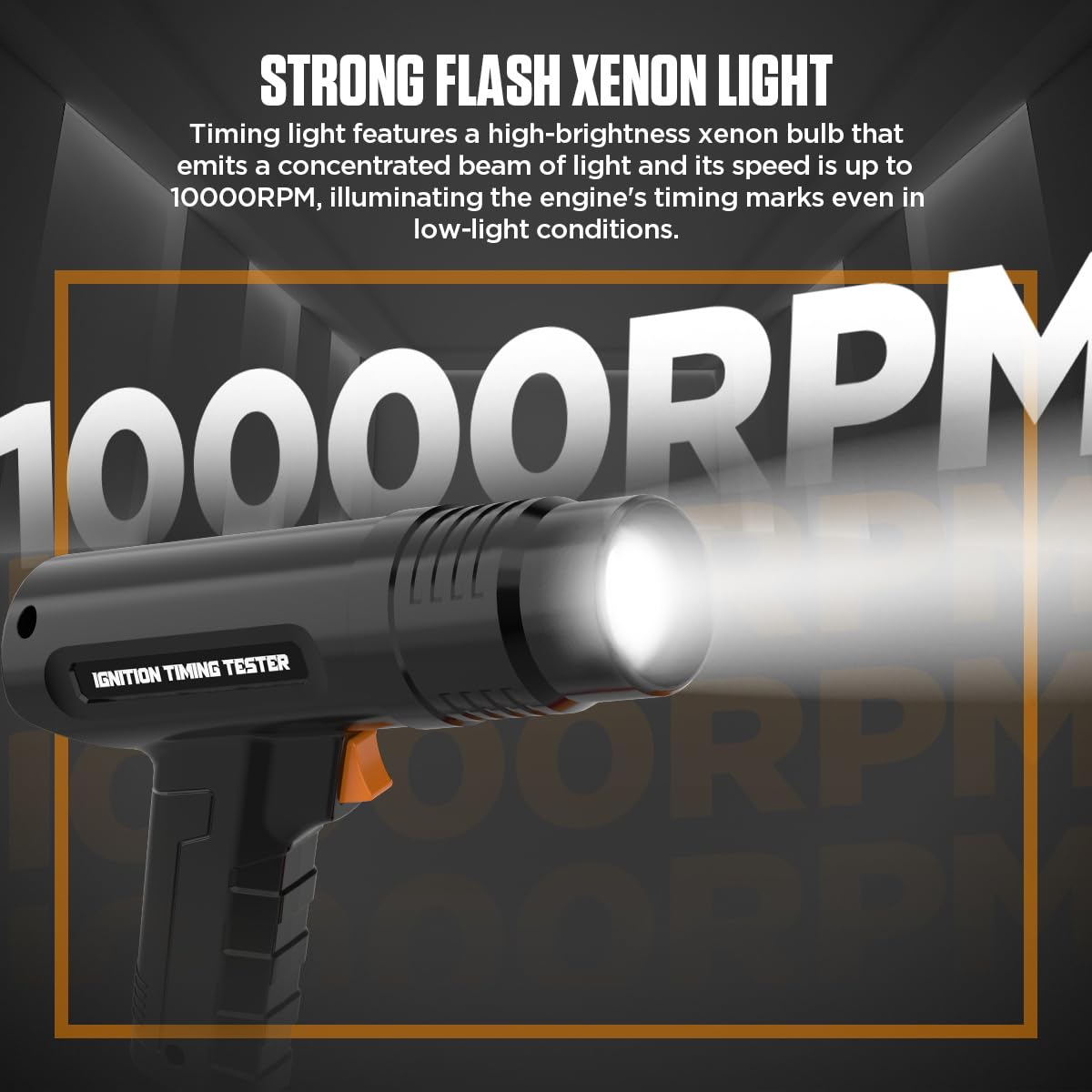 KAISAL timing light in use on car engine enabling fast timing checks