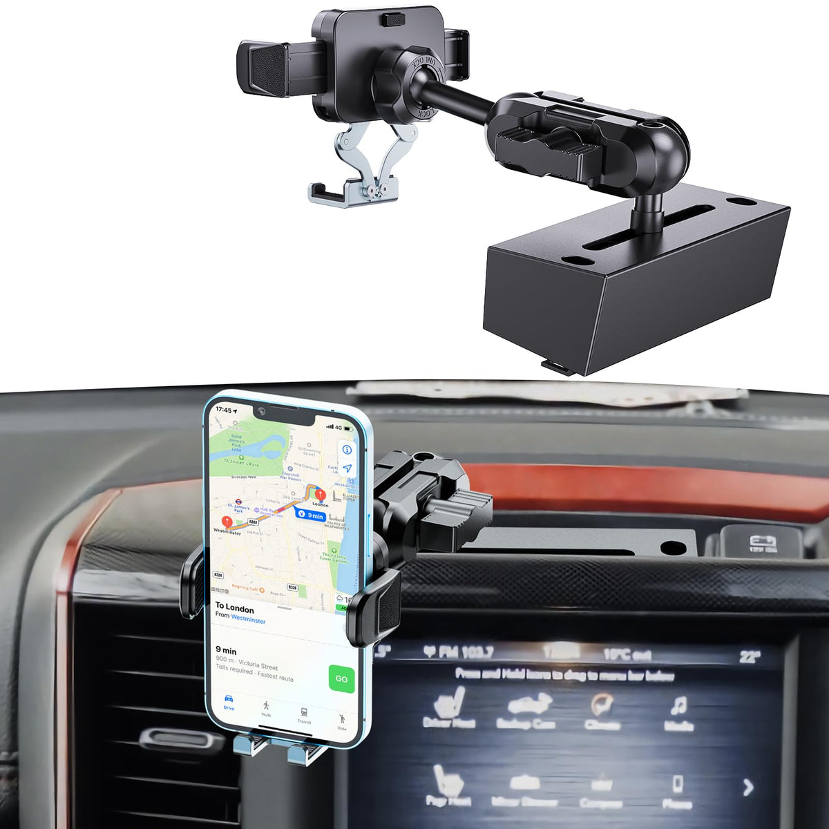 Kaishengyuan front dashboard mount installed showing secure center placement and neat fit