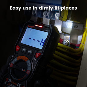KAIWEETS HT118E NCV live detection in use with audible and visual alerts