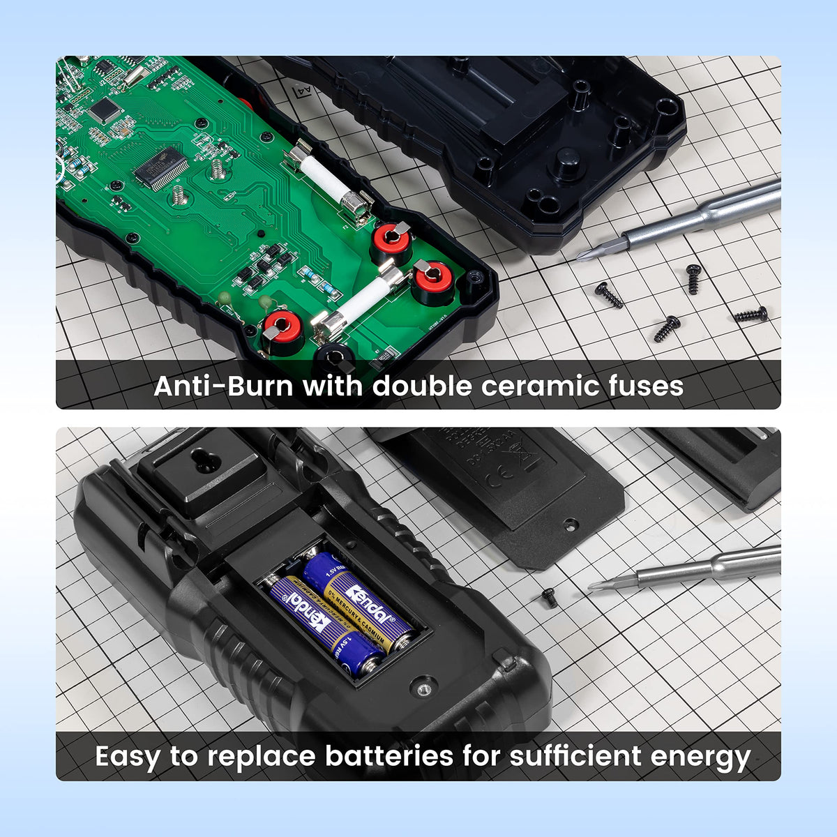 KAIWEETS HT118E measuring automotive battery voltage for reliable diagnostics