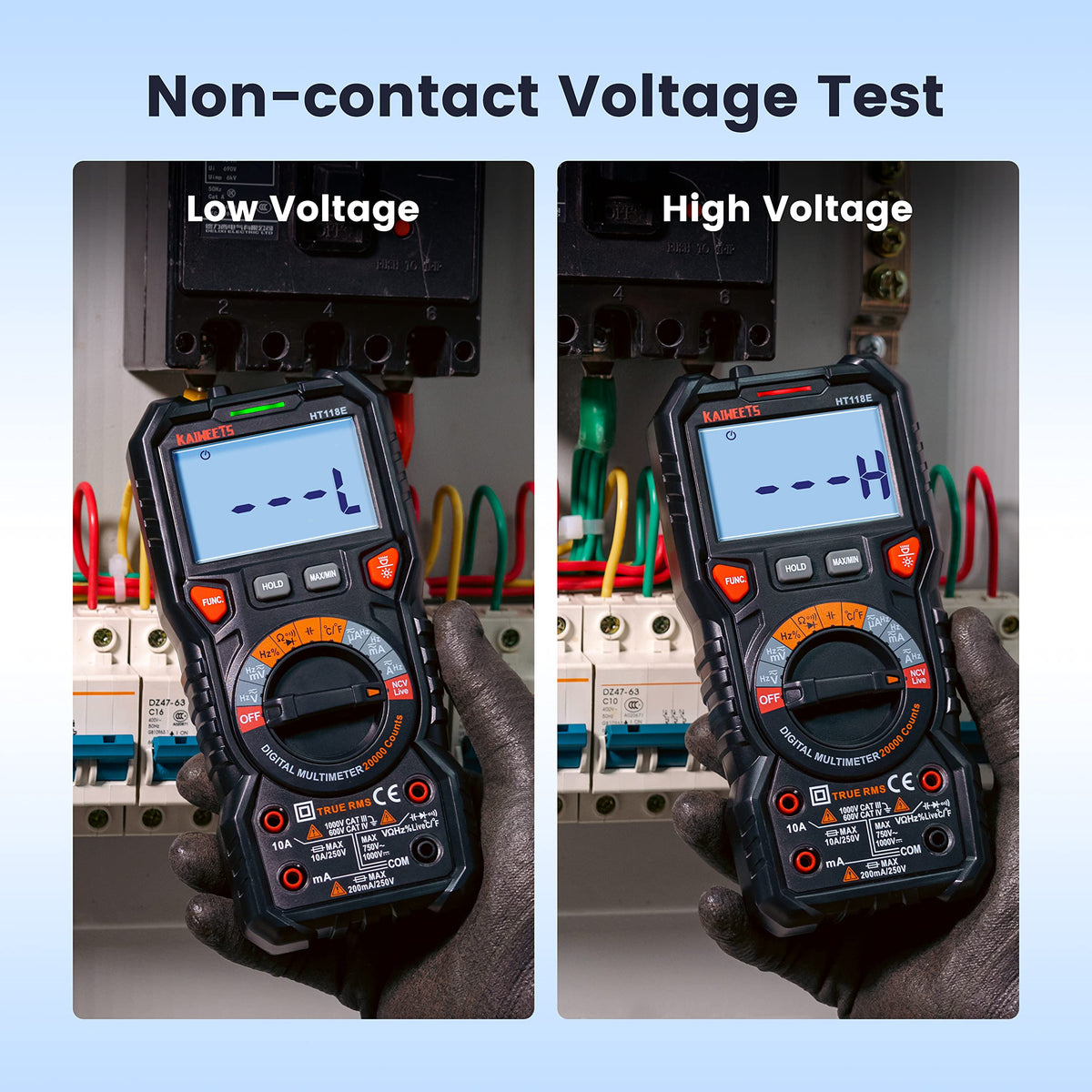 KAIWEETS HT118E thermocouple and included accessories ready for measurement