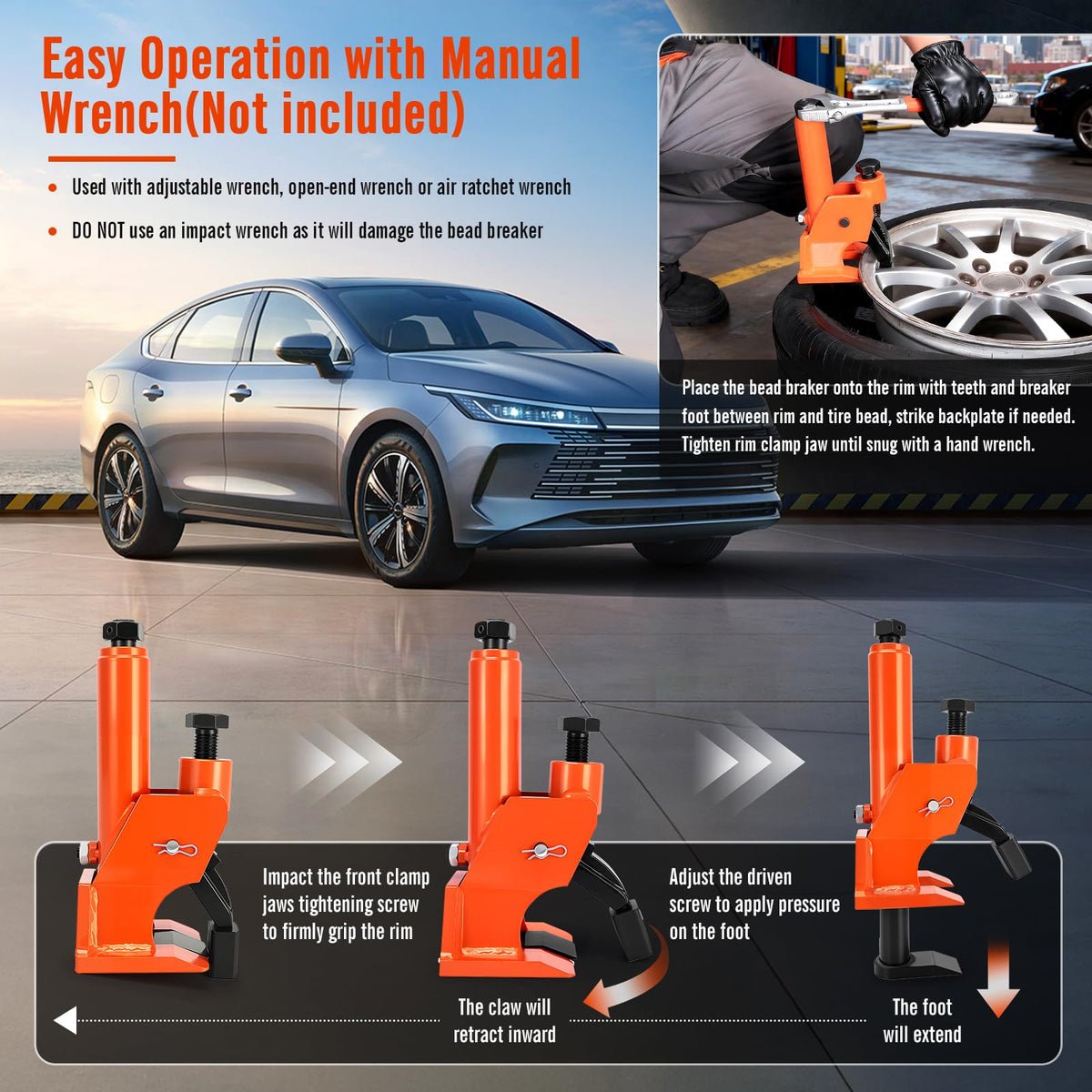 KAKO tool in use on a 38-inch tire speeding bead separation on site