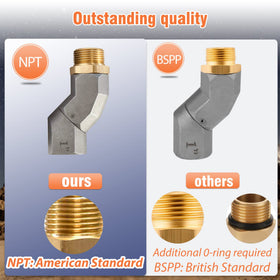 kalageen mounted on a fuel nozzle demonstrating reduced hose strain for durability