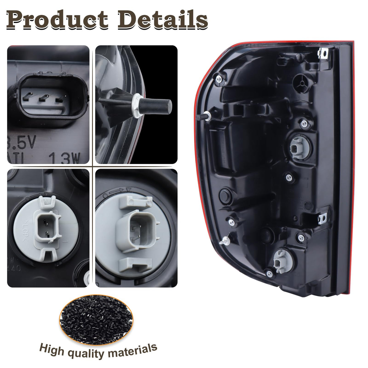 KAMDKI tail light backside with connectors and mounts benefit plug-and-play install