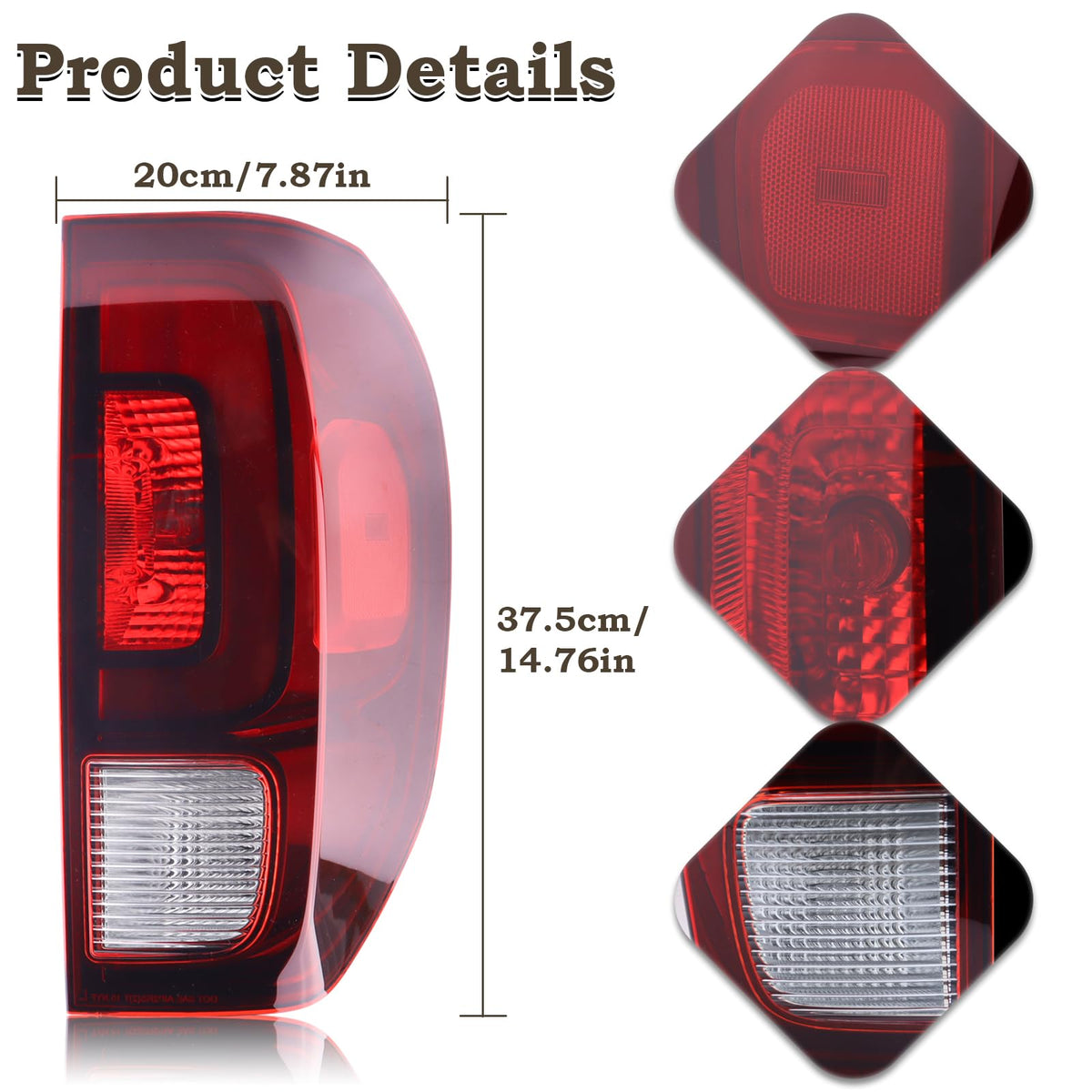 KAMDKI tail light held in hand for size comparison benefit accurate fitment