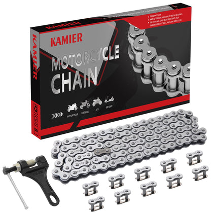 KAMIER front packaging showing 420 102-link chain kit and benefits