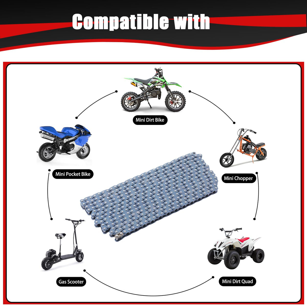 KAMIER 10-foot T8F chain unrolled to show full length and cut-to-fit convenience