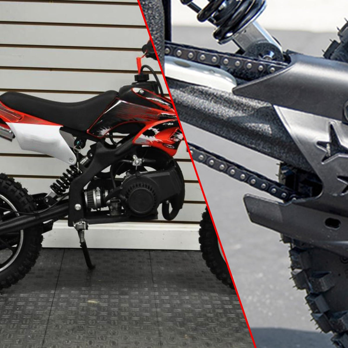 KAMIER chain mounted on a mini bike sprocket for reliable power transfer