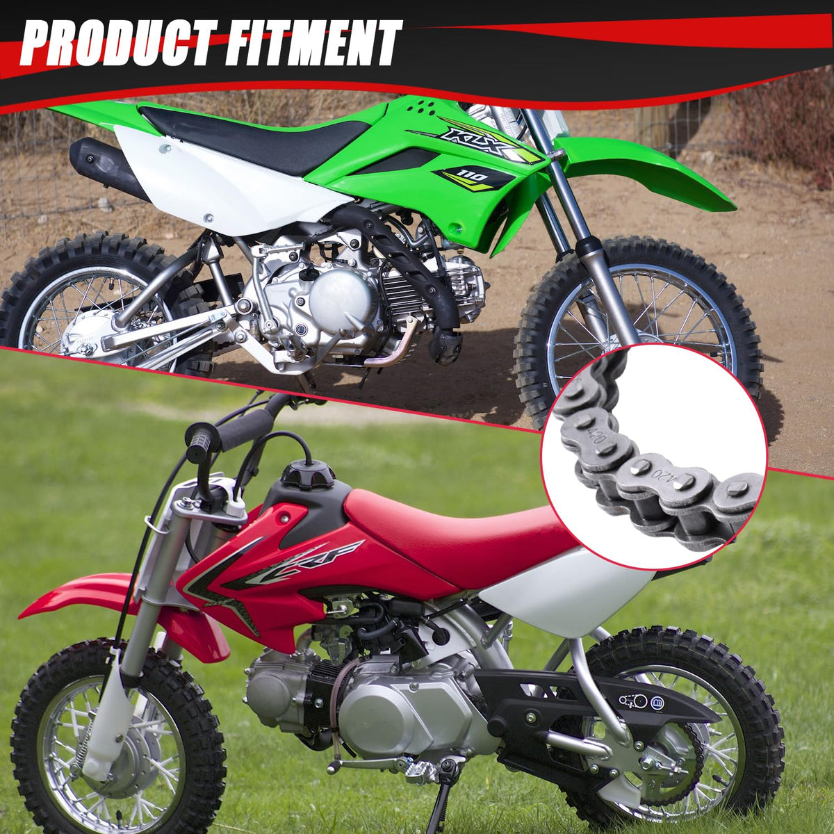 KAMIER chain installed on a mini bike demonstrating reliable drivetrain fit