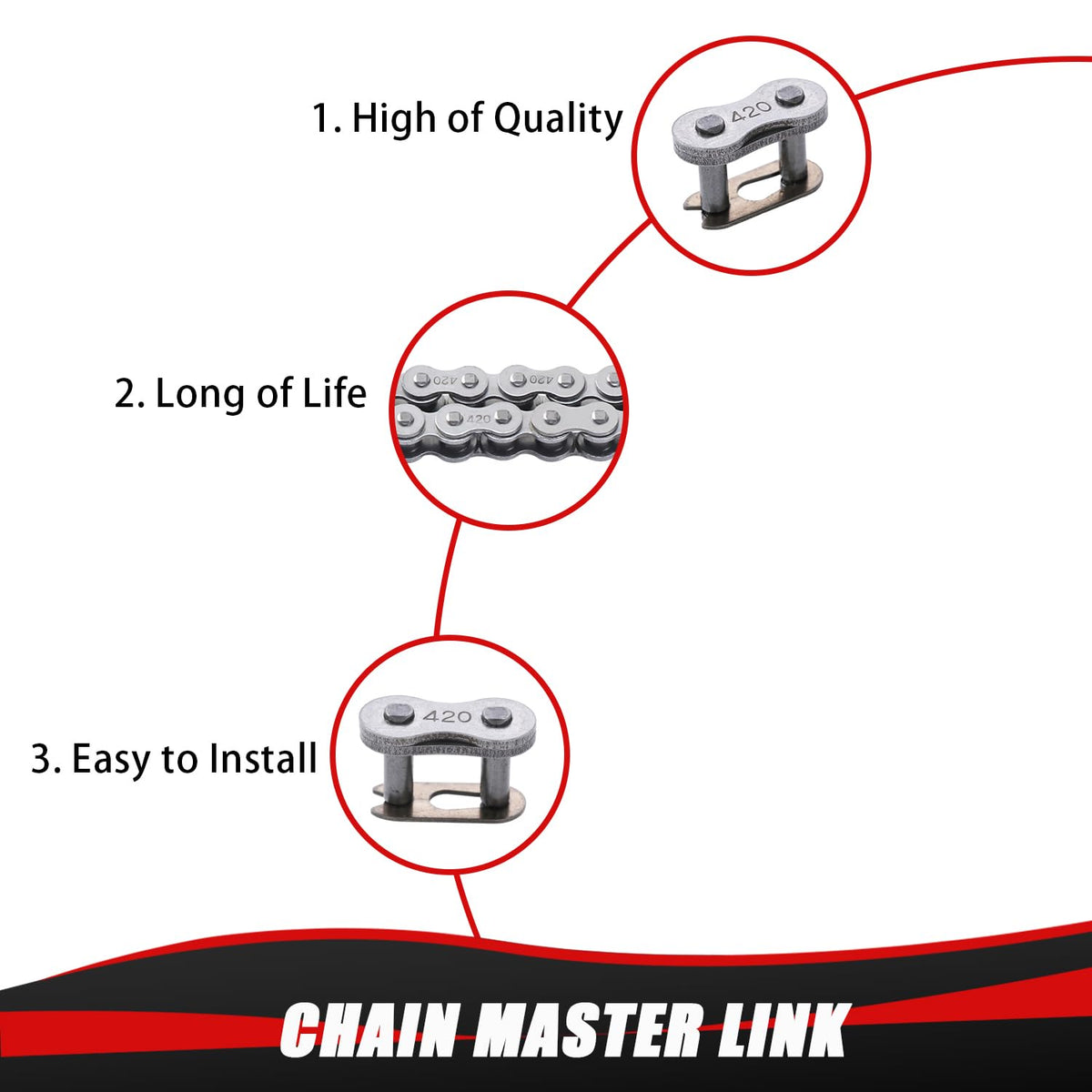KAMIER chain on sprocket demonstrating proper 420 fit and smooth engagement