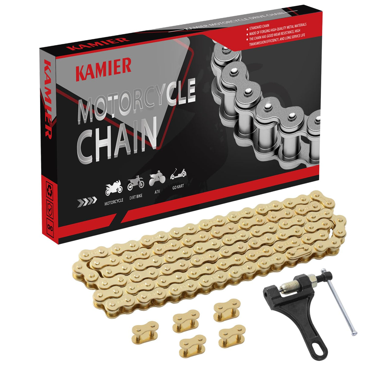 KAMIER front packaging showing complete 420 chain kit benefit visibility