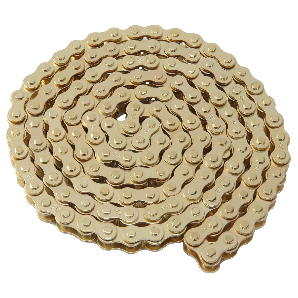 KAMIER chain next to ruler showing scale and link size for accurate measurement