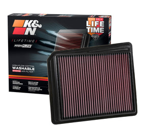 K&N filter front packaging showing part 33-5062 and fitment benefit