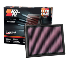 K&N front view of filter packaging showing part 33-3086 and fitment