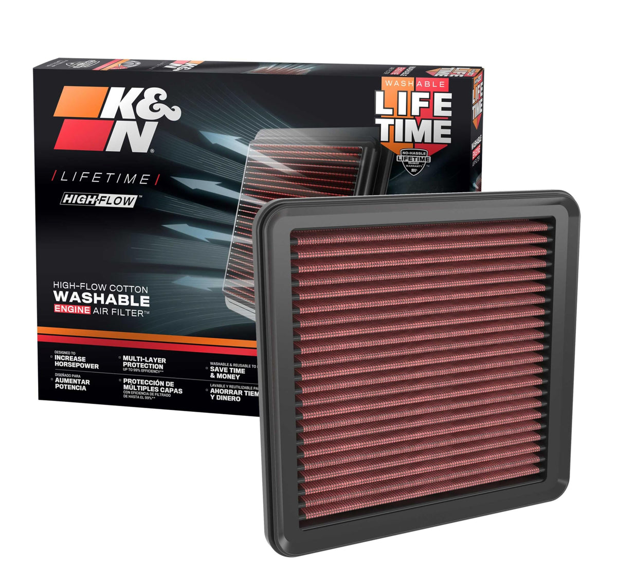 K&N front packaging showing model 33-5120 and fitment details for quick identification