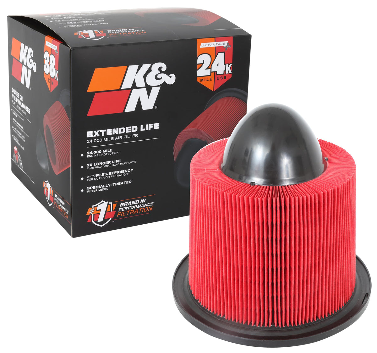 K&N KNF-0945 front view showing filter shape and quick fit benefit