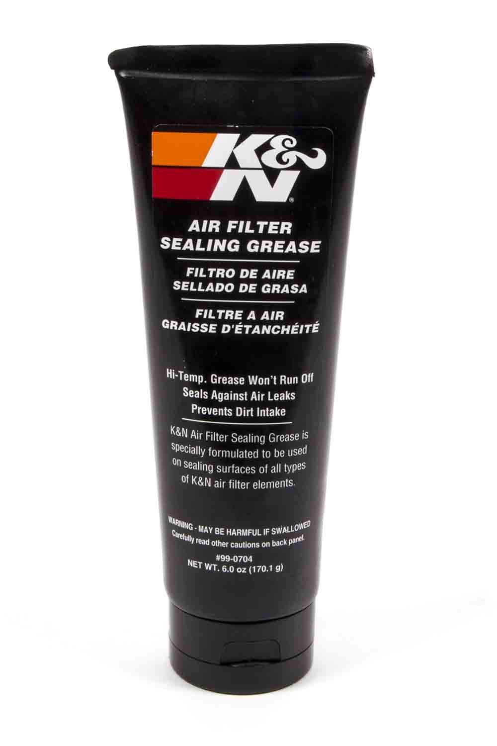 K&N sealing grease front view tube showing label and size, useful for secure sealing