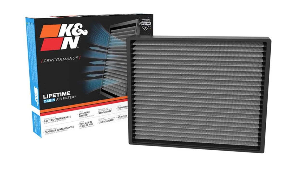 K&N VF2078 front view showing filter frame and fit benefits