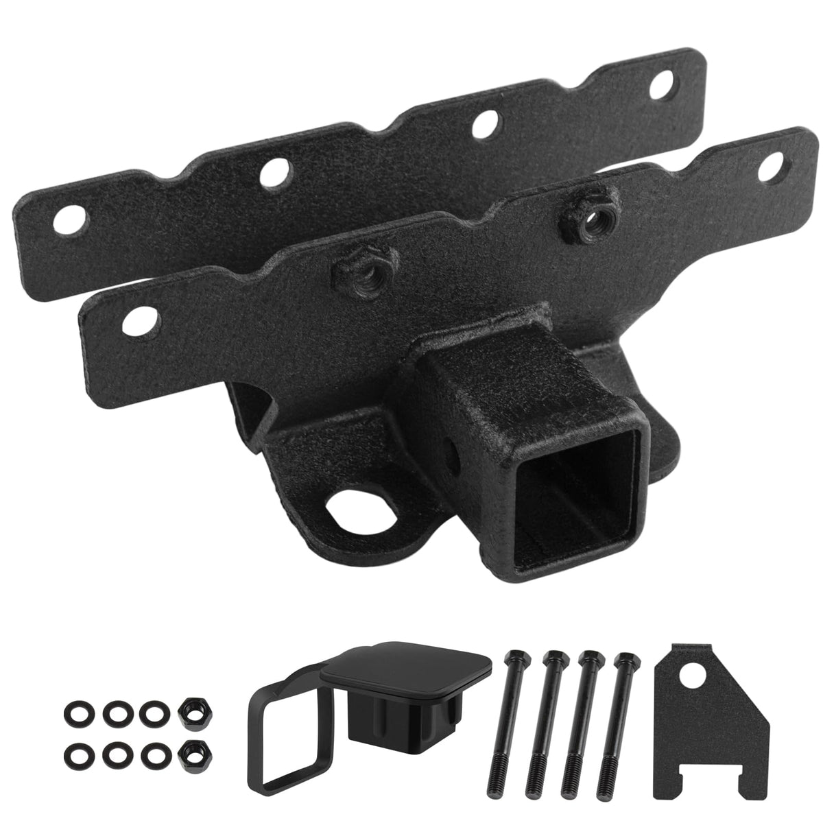 KANGIKX front view of hitch fitted to Wrangler shows secure fit and durability