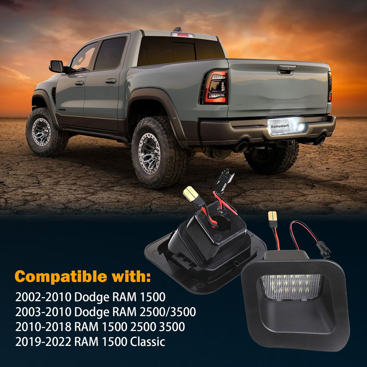 KanSmart on parked Ram at dusk demonstrating better nighttime visibility