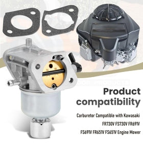 Karbay carburetor installed on Kawasaki engine showing direct-fit advantage