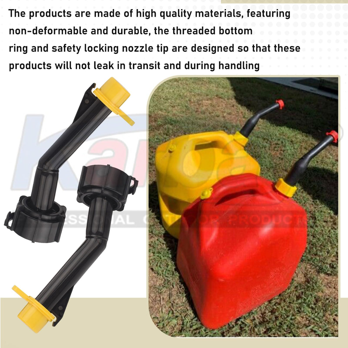Karbay outdoor usage with lawnmower showing safer fuel transfer
