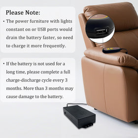 Kariwust battery installed under recliner showing cordless operation convenience