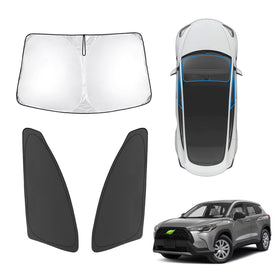 Karltys custom-fit windshield shade front packaging showing fit and protection