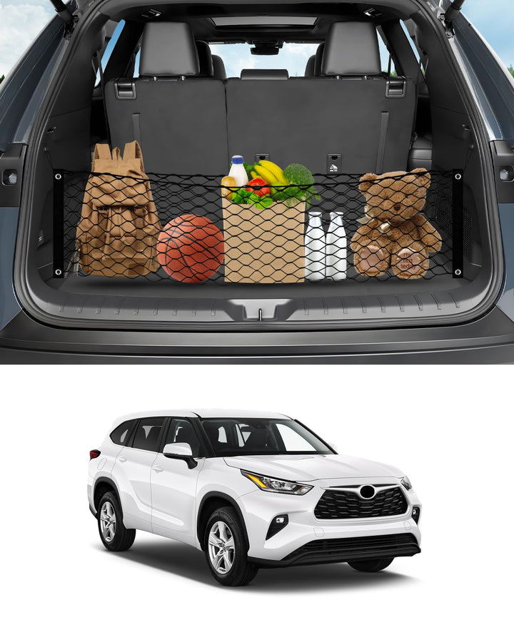 Karltys front packaging showing Highlander cargo net and fit benefits