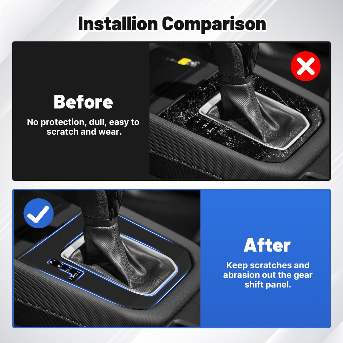 Karltys installed on gearshift area illustrating protection during driving
