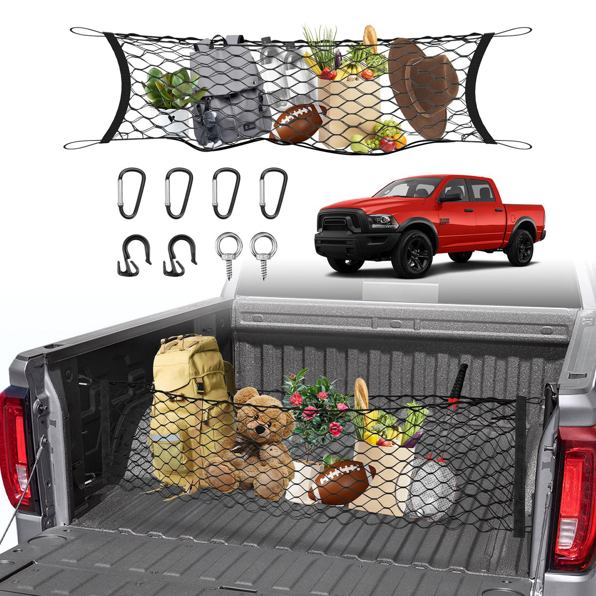 Karltys lifestyle camping gear in net showing organized transport